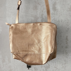 Metallic Leather Bag, Handmade Leather Bag, Metallic Handbag, Woman Leather Bag, Premium Leather Bag, Crossbody Bag, Cross Body Leather Bag image 1