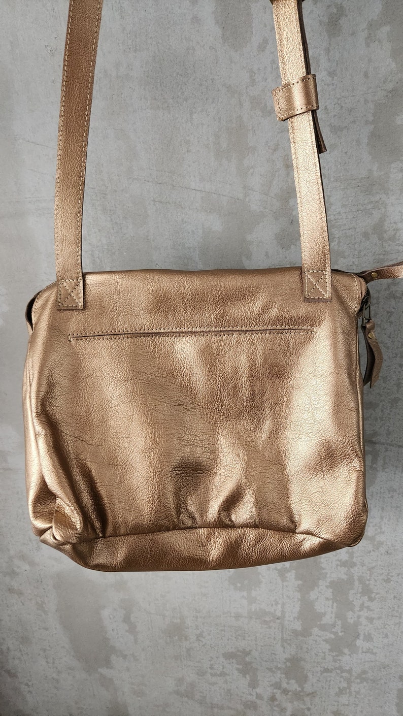 Metallic Leather Bag, Handmade Leather Bag, Metallic Handbag, Woman Leather Bag, Premium Leather Bag, Crossbody Bag, Cross Body Leather Bag image 2