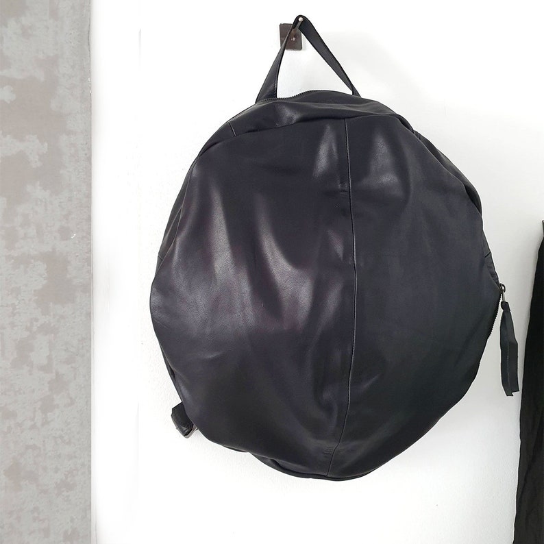 Black Leather Backpack Women, Travel Bag, School Satchel, Black Leather Rucksack, Handmade Black Bristol image 6