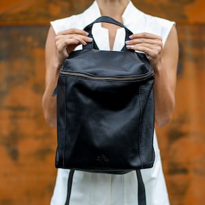 Soft Leather Backpack, Small Backpack Purse, Black Leather Satchel, Women Rucksack Purse, Unique Handmade Gift, Leather Goods