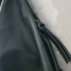 Handcraft Leather Shoulder Bag, Black Shoulder Purse, Tote Leather Bag, Carryall Leather Shopper Bag image 2