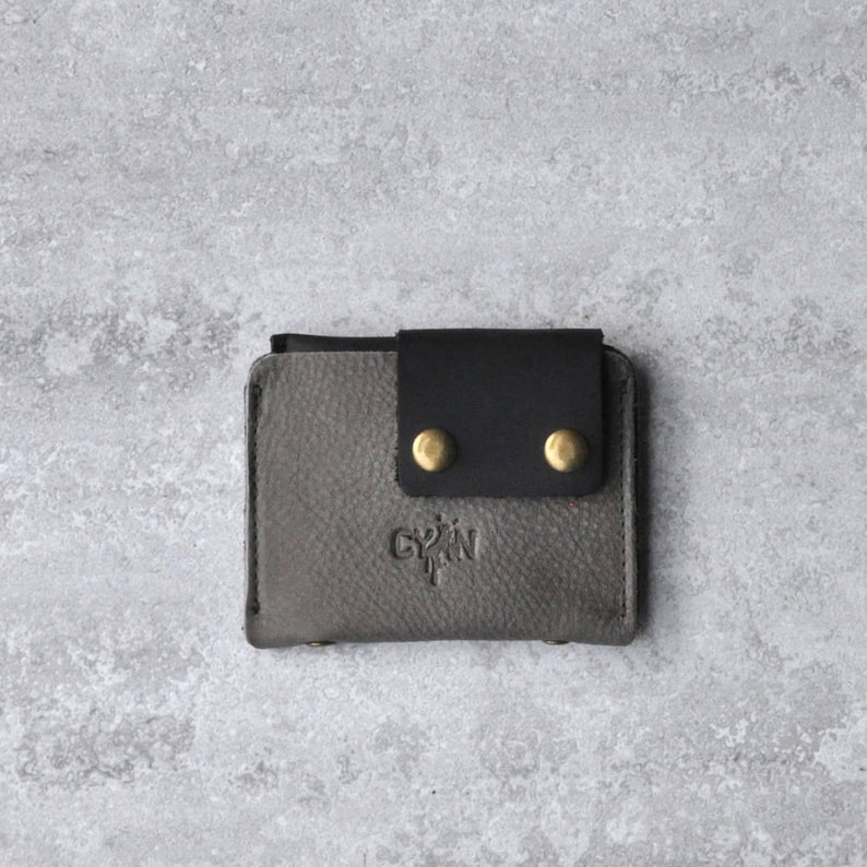Front Pocket Wallet Leather Coin Pouch Gift Idea Change Purse For Him /& Her Gray Leather Men Wallet