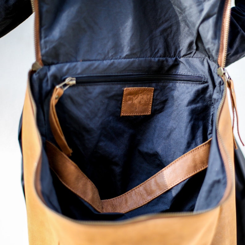 Leather Bag, Leather Laptop Backpack, Travel Bag, Honey Brown Work Backpack, Unisex Leather Backpack image 4