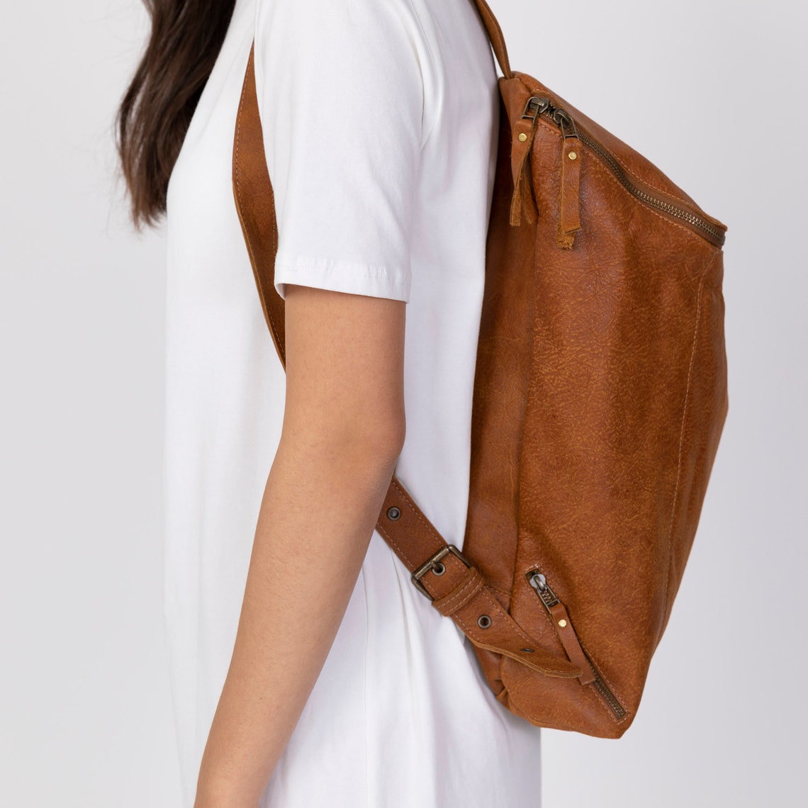 Brown Leather Backpack Leather Diaper Bag Leather Satchel | Etsy