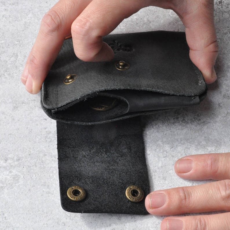 Front Pocket Wallet Leather Coin Pouch Gift Idea Change Purse For Him /& Her Gray Leather Men Wallet