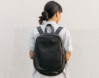 Black Leather Backpack, Laptop Bag, Travel Bag, School Bag, Women Leather Bag, Handmade - Angel