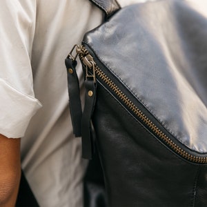 Black Leather Backpack, Women Laptop Bag, Soft Lather Backpack, Travel Backpack, Women Large Backpack, Leather Travel Bag image 8
