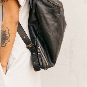 Black Leather Backpack, Women Laptop Bag, Soft Lather Backpack, Travel Rucksack, Women Large Backpack, Leather Travel Bag image 9