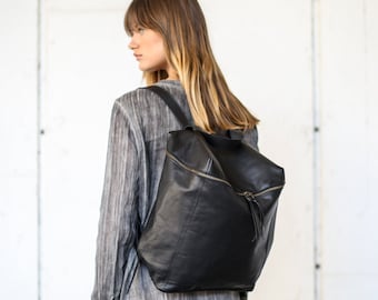 Leather Backpack, Laptop Backpack Women, Leather Satchel, Women Rucksack, Black Leather Rucksack, Women Leather Backpack