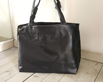 Classic Leather Tote, Everyday Use Tote Bag, Laptop Work Student Bag, Leather Shoulder Bag, Mother’s Day Gift