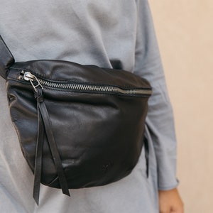 Leather Fanny Pack, Black Belt Bag, Black Women Bag, Leather Hip Bag, Waist bag, Fanny Pack Women image 8