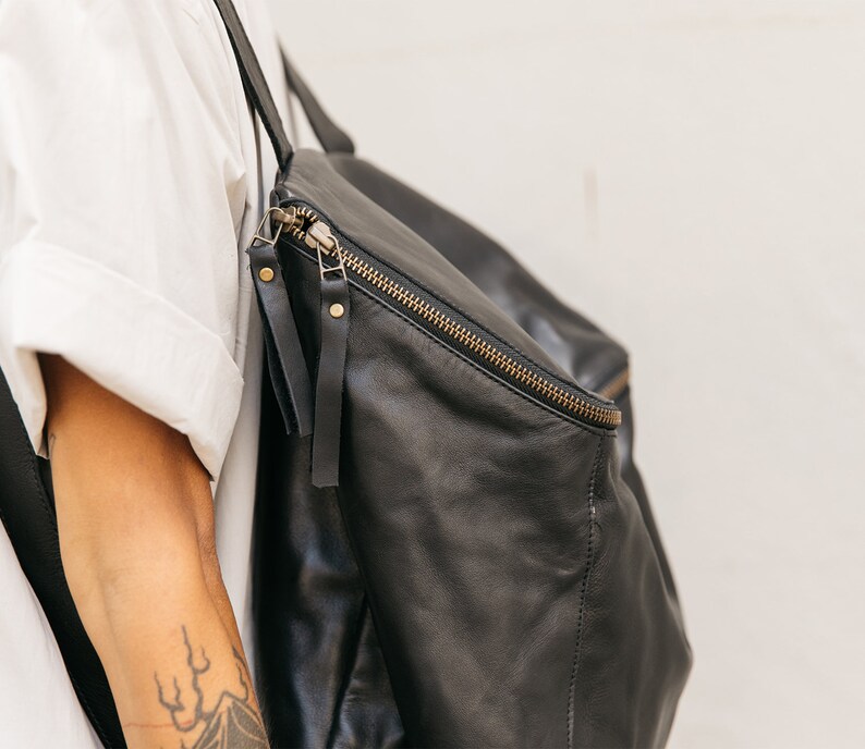 Black Leather Backpack, Women Laptop Bag, Soft Lather Backpack, Travel Backpack, Women Large Backpack, Leather Travel Bag image 10