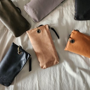 Phone Crossbody Wallet Bag, Leather Cell Phone Zip Wallet Bag for Women, Leather Accessories