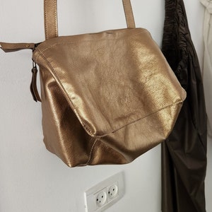 Metallic Leather Bag, Handmade Leather Bag, Metallic Handbag, Woman Leather Bag, Premium Leather Bag, Crossbody Bag, Cross Body Leather Bag image 3