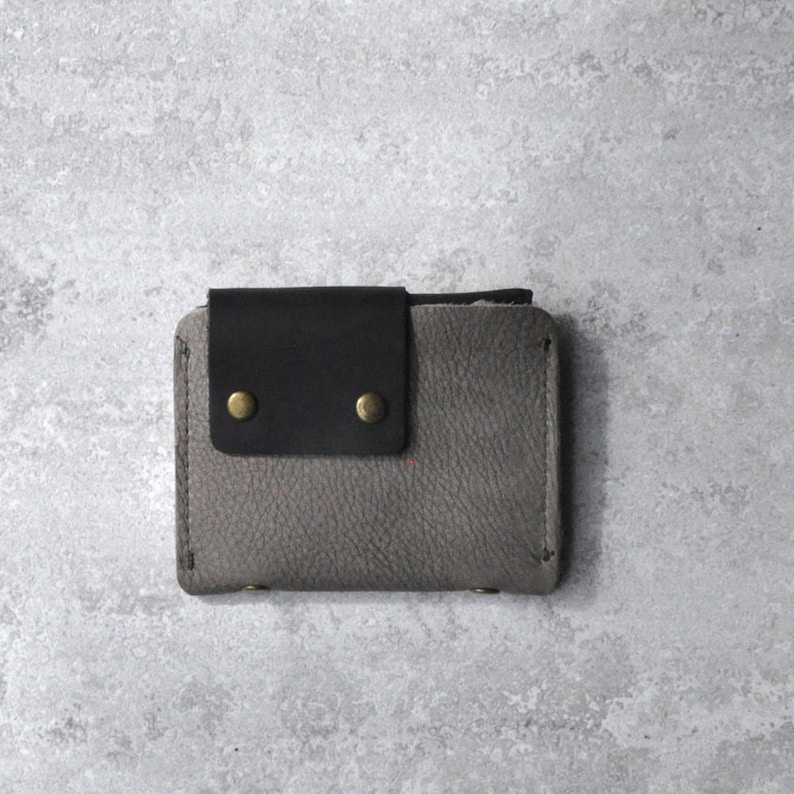 Front Pocket Wallet Leather Coin Pouch Gift Idea Change Purse For Him /& Her Gray Leather Men Wallet