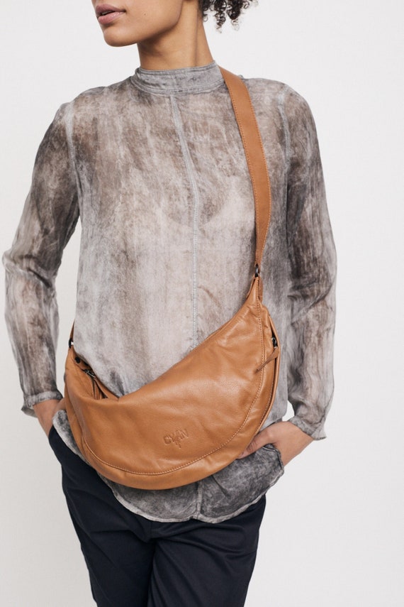 Leather Half Moon Crossbody Bag Crescent Bag Saddle Bag 