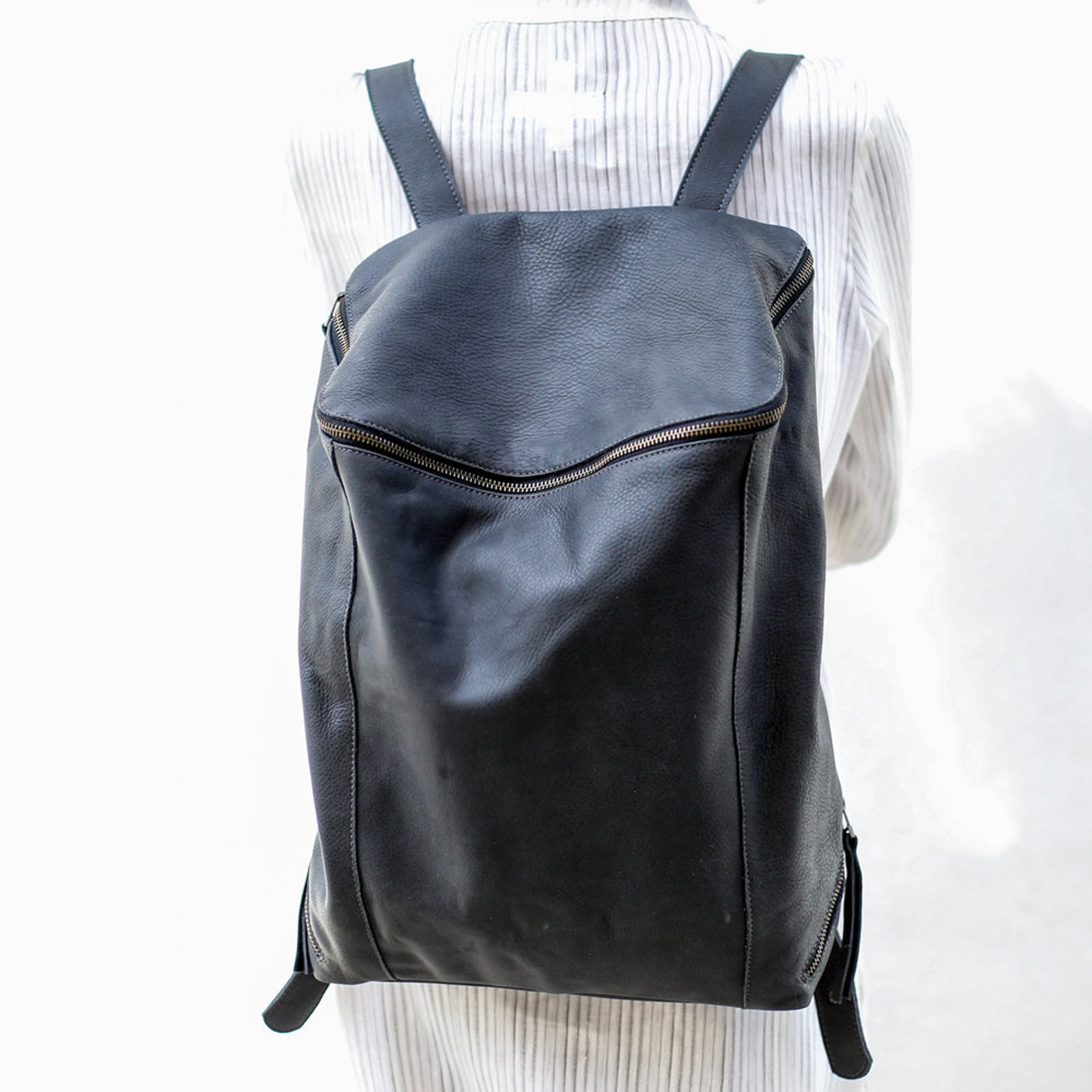 15'' Laptop Satchel Women Leather Backpack Leather Etsy