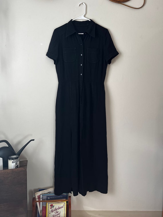 1950s Black Button up dress - image 1