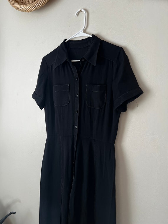 1950s Black Button up dress - image 2