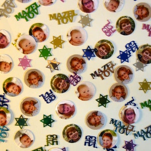 Kia's Custom Bar Mitzvah, Bat Mitzvah, B'nai Mitzvah Photo Confetti 100 piece photo order with Accent Pieces image 1