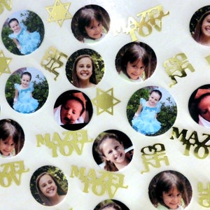 Kia's Custom Bar Mitzvah, Bat Mitzvah, B'nai Mitzvah Photo Confetti 100 piece photo order with Accent Pieces image 2