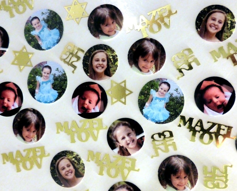 Kia's Custom Bar Mitzvah, Bat Mitzvah, B'nai Mitzvah Photo Confetti 100 piece photo order with Accent Pieces image 2