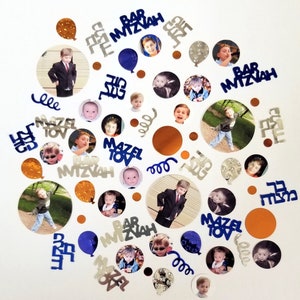 Kia's Custom Bar Mitzvah, Bat Mitzvah, B'nai Mitzvah Photo Confetti 100 piece photo order with Accent Pieces image 6