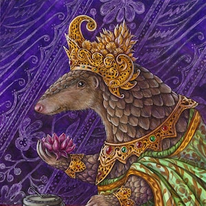 ANJALI sunda pangolin endangered species Indonesia Bali Java animal portrait renaissance portrait fine art print limited edition giclee
