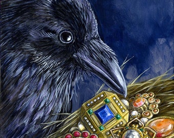 The Collector raven bird portrait fine art print