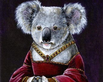 Renaissance Lady Koala Portrait Kunstdruck