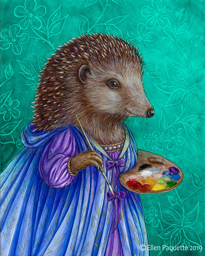Hedgehog portrait Ivy Brambleblossom artist animal portrait image 1