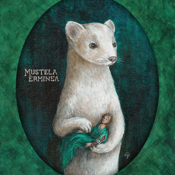 Ermine with a Lady ermine portrait wild animal art Renaissance style giclee print