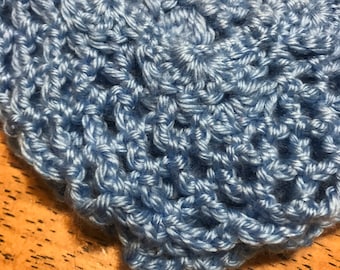 Handmade Crochet Baby Blanket Blue 35" x 29 1/2" Nursery Baby Blanket, Baby Gift, Tummy Time Blanket, Baby Bedding