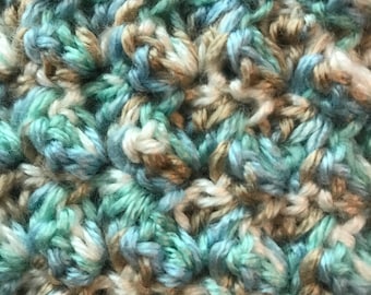Handmade Crochet Baby Blanket Green, White, Gray 34" x 34" Nursery Baby Blanket, Baby Gift, Tummy Time Blanket, Baby Bedding