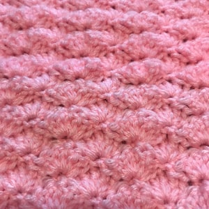 Handmade Crochet Baby Blanket PINK ruffled edge 32&quot; x 32&quot;Nursery Baby Blanket, Baby Gift, Tummy Time Blanket, Baby Bedding