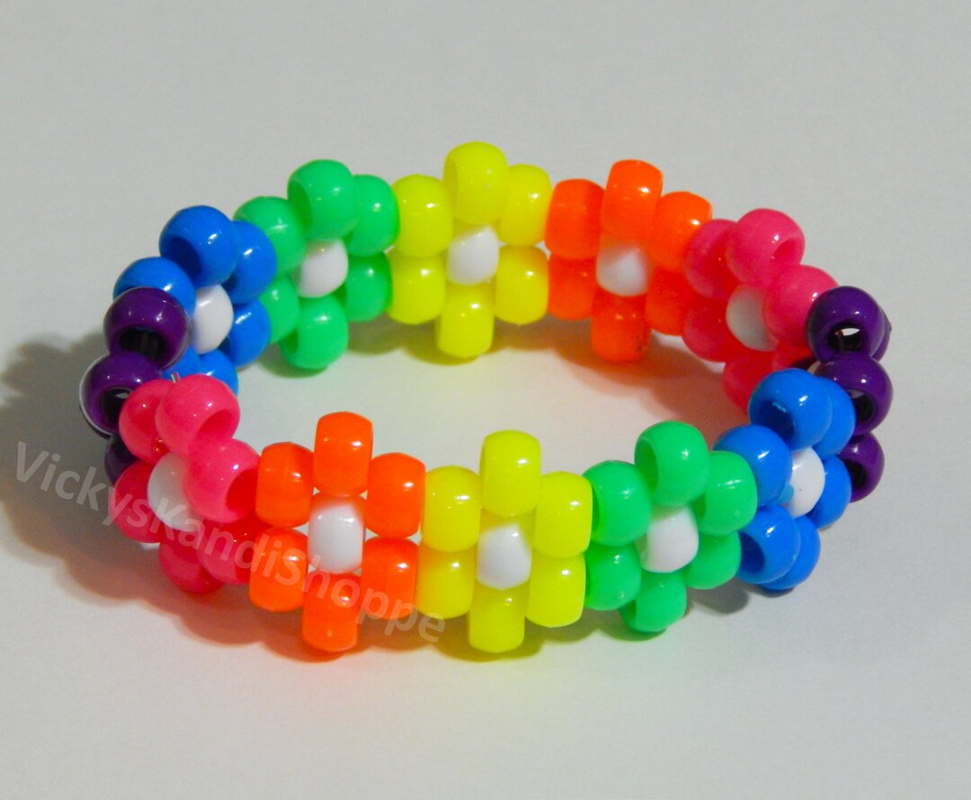 Rainbow Daisy Kandi Bracelet Etsy