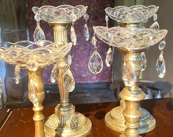 Paire de Bobèches en Cristal (coupes dégoulinantes de bougies)