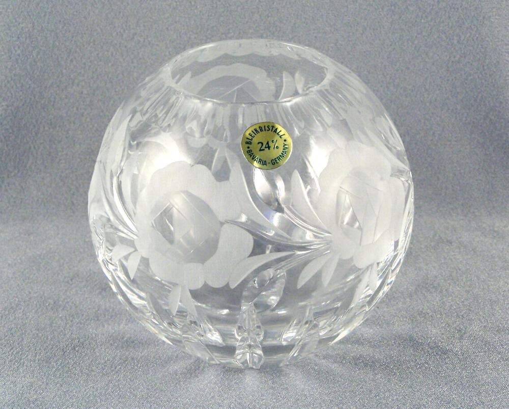 German Lead Crystal Globe Vase Etsy