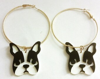 Puppy Love Acryl Franse Bulldog Oorbellen