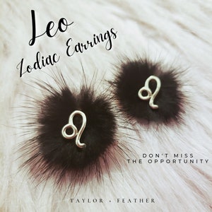 Leo Zodiac Pom-Pom Stud Earrings