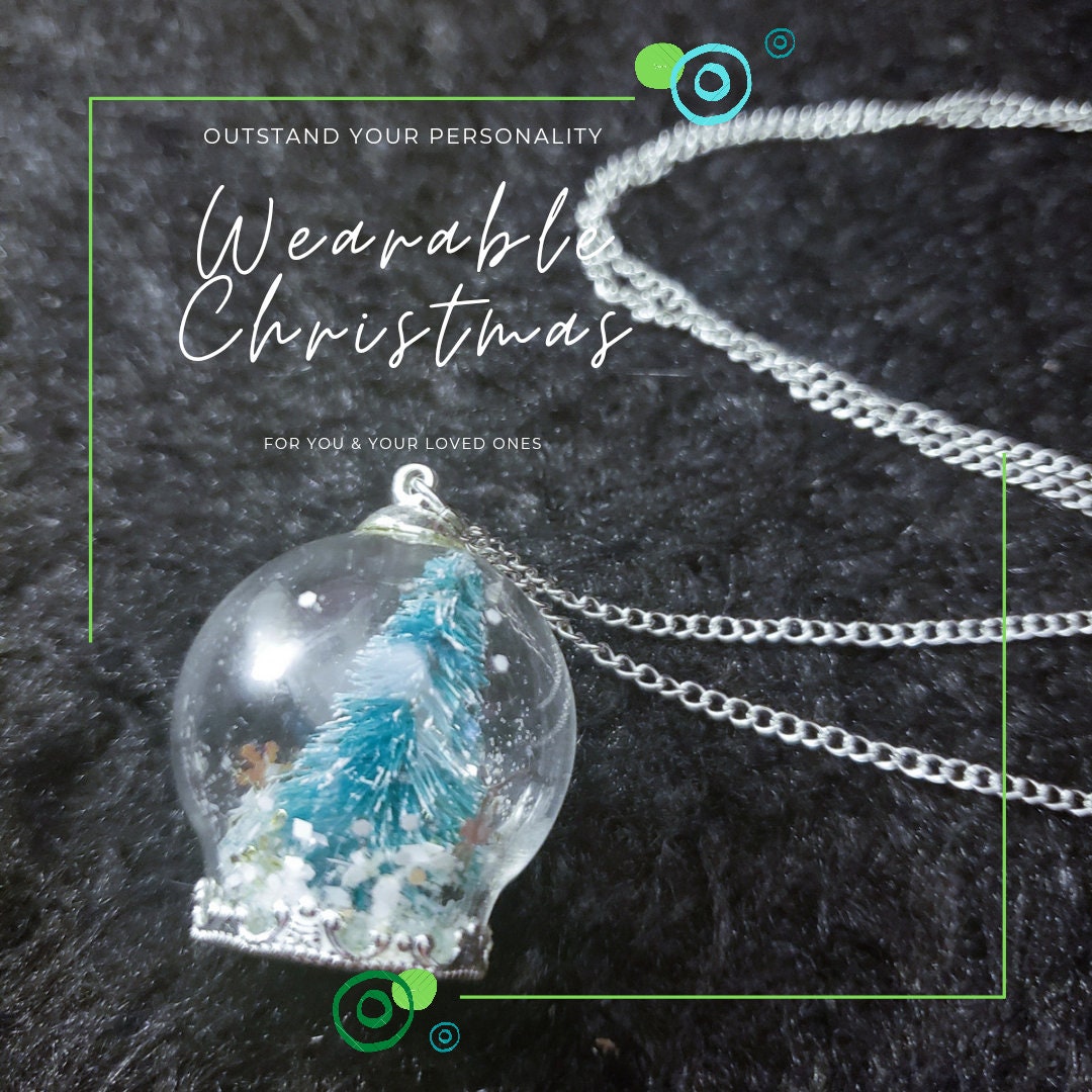 34 Discover Unique Map-Themed Jewelry for Your Next Adventure 15 Christmas Crystal Snow Globe Necklace - Silver