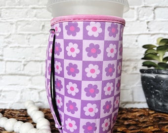 Iced Coffee Sleeve With Handle, Iced Coffee Gift, Gift for Coffee Drinker, Y2K Aesthetic, Floral Drink Sleeve for Loaded Tea Large Size 30oz