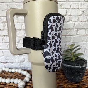 40oz Tumbler Pouch Accessory Pink/Black Cow Print Holder Adjustable Tumbler Pouch Gifts for Teens Tumbler Accessory Cow Print Gift image 10