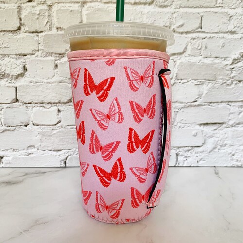 Iced Coffee Sleeve With Handle Large Leopard Cheetah Print Etsy