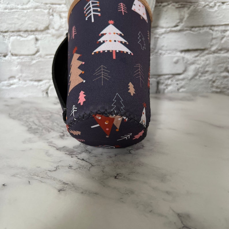 Iced Coffee Sleeve With Handle Boho Christmas Trees Etsy