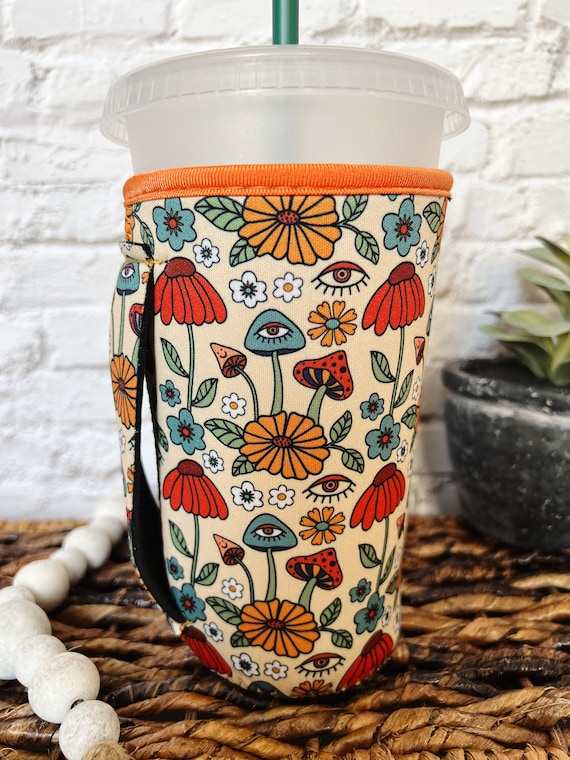 Halloween Iced Coffee Sleeve With Handle Large Iced Coffee Cup Holder,  Beverage Holder, Drink Holder With Handle for Loaded Tea 