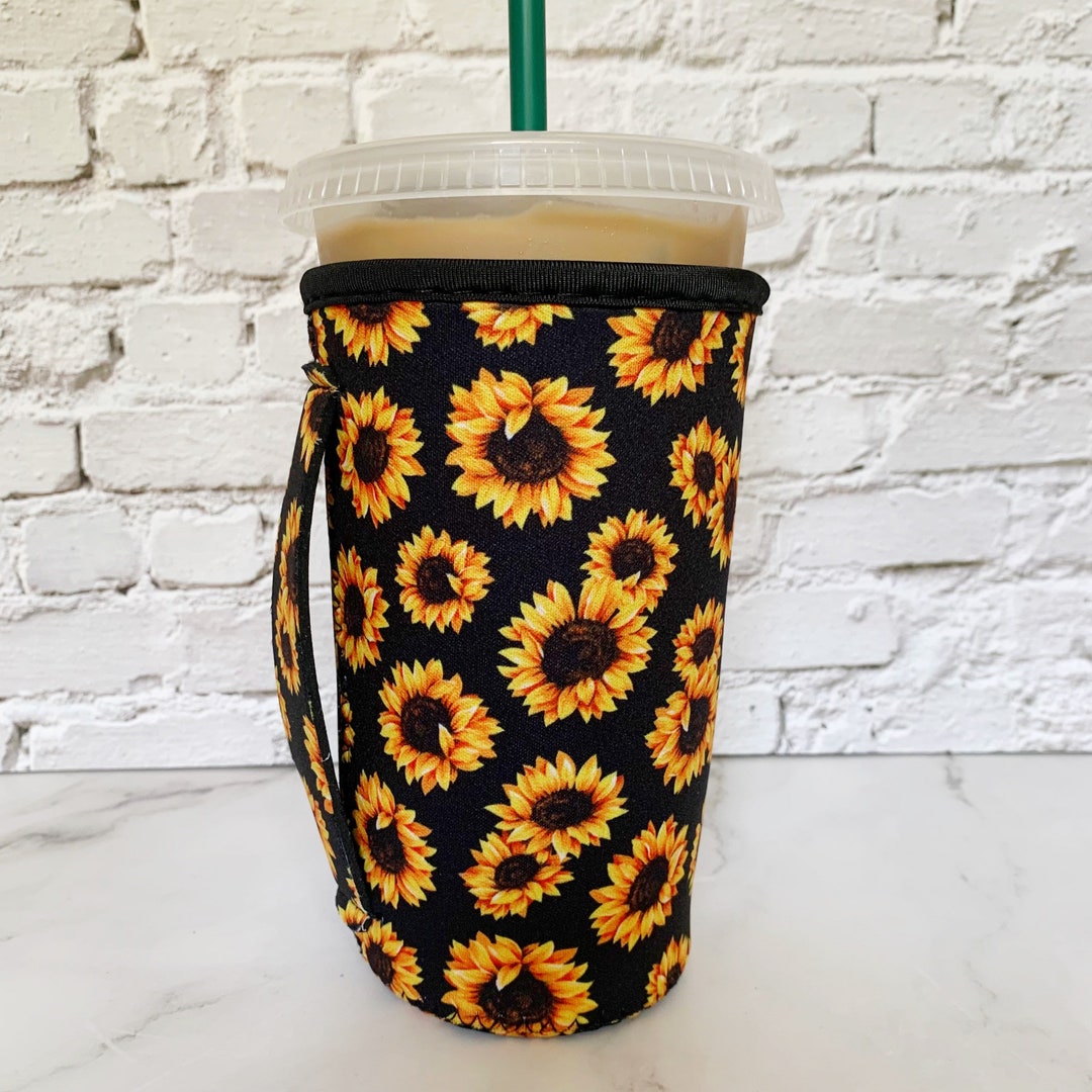 Iced Coffee Sleeve With Handle Sunflowers Large Iced Etsy