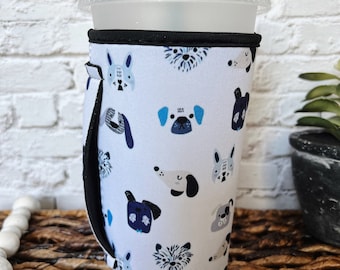 Iced Coffee Sleeve With Handle, Iced Coffee Gifts For Coffee Lover Gifts for Dog Lovers Gift for Dog Mom Gifts Loaded Tea Sleeve Large 30oz