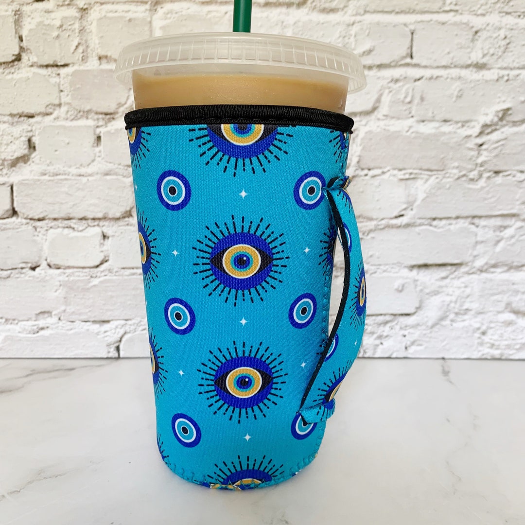 Iced Coffee Sleeve With Handle Large Evil Eye Iced Coffee Etsy
