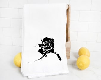 Alaska Kitchen Towel, Tea Towel, Home Sweet Home, Realtor Gift, Realtor Closing Gift, Client Gift for Realtors, Closing on a House